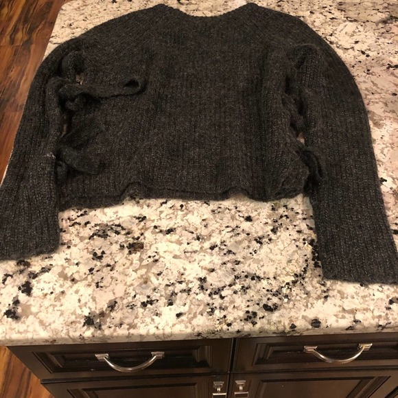 ASTR The Label Lexie Side Tie Sweater Wool Blend Graphite Gray S - Picture 3 of 8